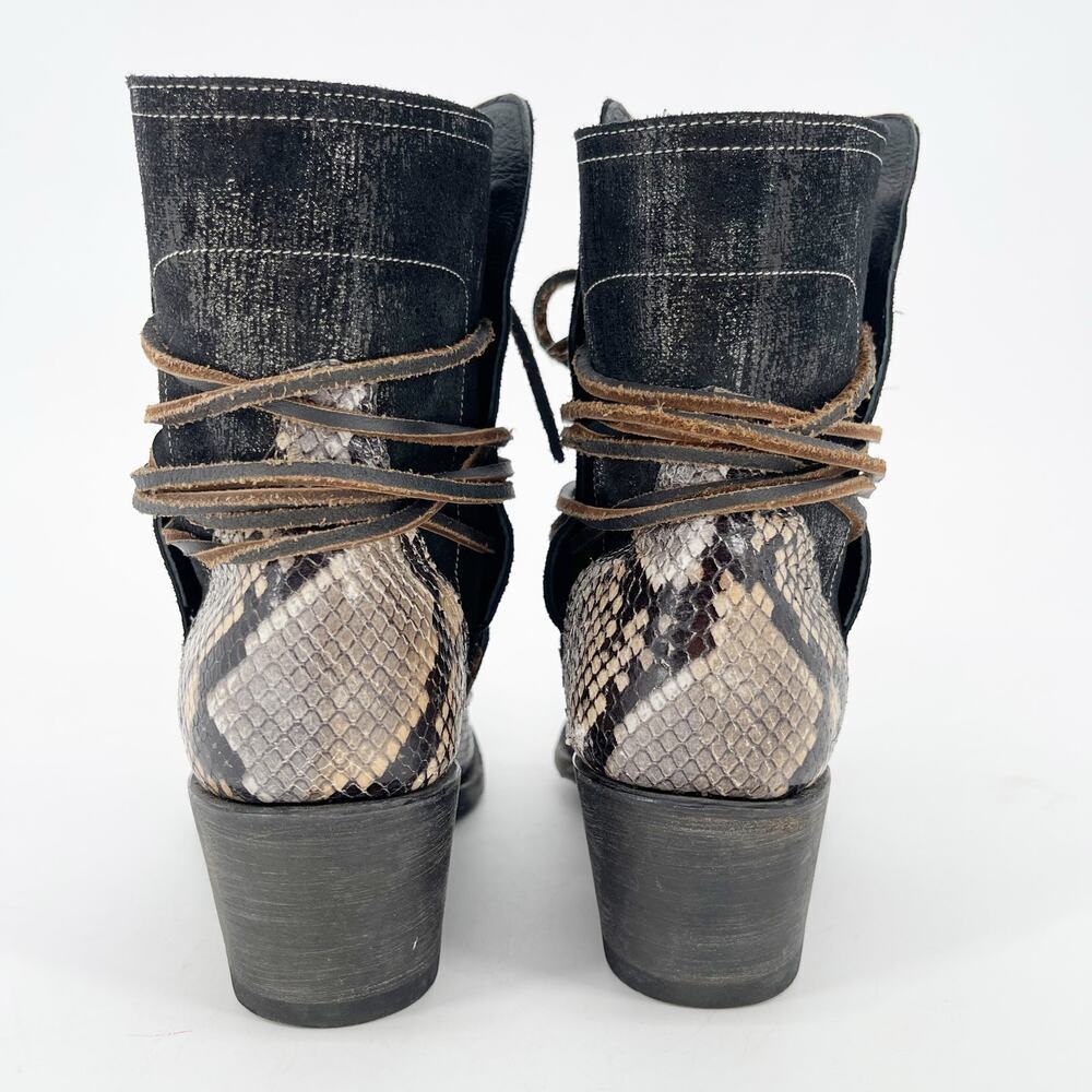Old Gringo Yippee Ki Yay Brown Black Evant Snakeskin Western Cowgirl Bootie sz 7 - Picture 7 of 10